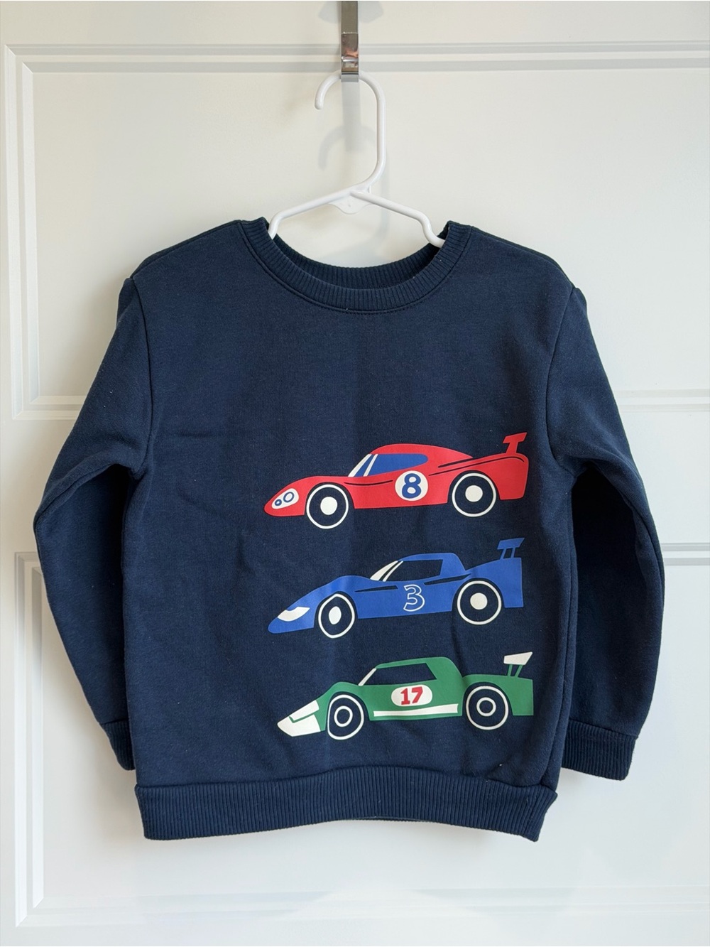 Garanimals Navy Sweatshirt with Red, Blue & Green Race Cars